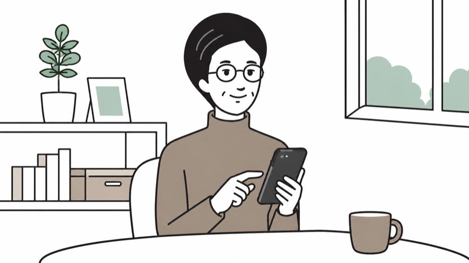 申込フォームをスマートフォンから送信しているイラスト